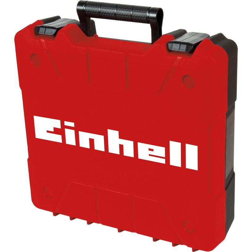 Red Einhell tool kit carrying case with black handle and latches, featuring white Einhell branding on front