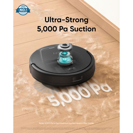 eufy L60 Hybrid with 5,000 Pa suction on a wooden floor