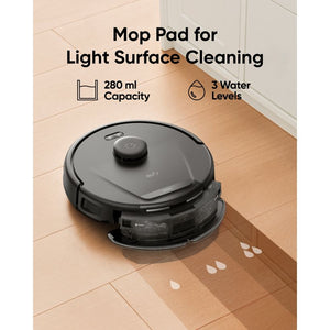 eufy L60 Hybrid mopping a wooden floor with 280 ml water tank and three water levels