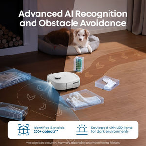 White eufy Omni E25 AI obstacle avoidance recognising over 200 objects