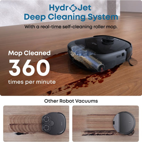 eufy Omni E28 HydroJet deep cleaning roller mop, cleaned 360 times per minute, compared with other robot vacuums