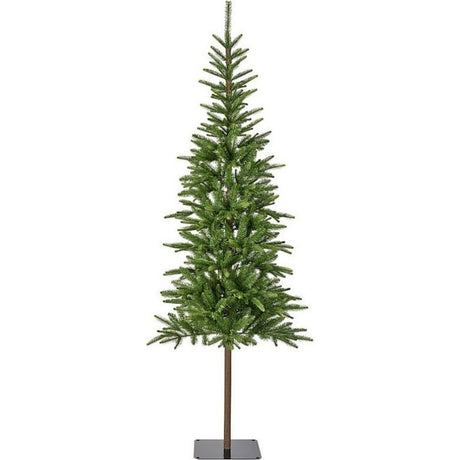 Everlands Alpbach Fir artificial Christmas tree 6ft 1.8 metre with realistic green branches and brown trunk on grey base against white background
