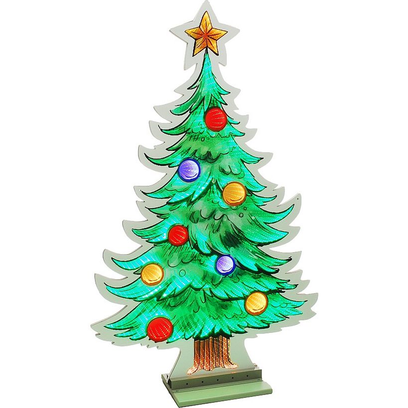 Festive 120cm Christmas Tree with Baubles Infinity Mirror Light | P066022