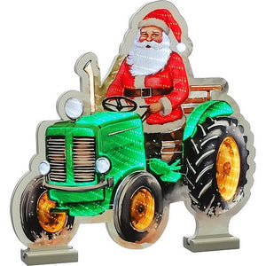 Festive 40cm Santa on a Tractor Infinity Mirror Light | P065926