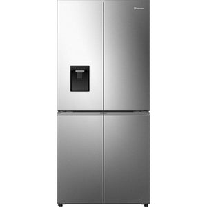 Hisense PureFlat stainless steel American style four-door smart fridge freezer with ice and water dispenser, non-plumbed model RQ5P470SMIE
