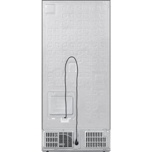 Hisense PureFlat American Style Smart Fridge Freezer rear view showing internal components and cooling system with stainless steel exterior and dual ventilation grilles