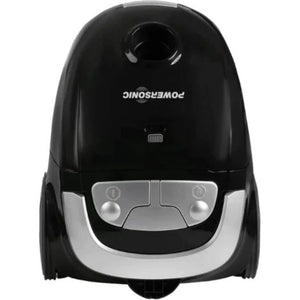 Inspire Bagged Vacuum Cleaner 800w black and silver canister style with control buttons and carrying handle top view