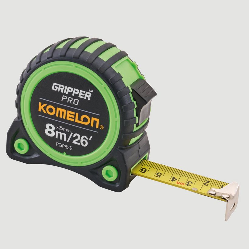 Komelon Gripper Hi Viz Measuring Tape 8 Metre / 26ft (Width 25mm) | XMS26TAPE8