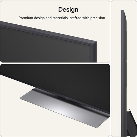 LG MRGB88 55 inch Mini RGB Evo AI 4K Smart TV with premium black bezel design and metallic silver stand shown from front and side angles displaying sleek modern construction
