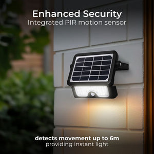 Luceco Solar Guardian LED Floodlight & PIR 5W Black | LCELEXSF6B40