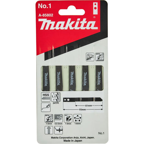 Makita A-85802 No.1 Metal Jigsaw Blade Pack of 5 | MA-85802