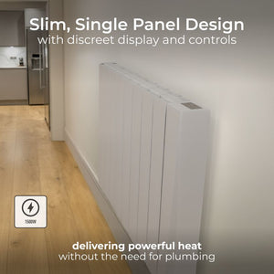 Masterplug SmartEnergy Oil Filled Radiator 1500w Wall Mounted - White | OILW150W8UK-MP