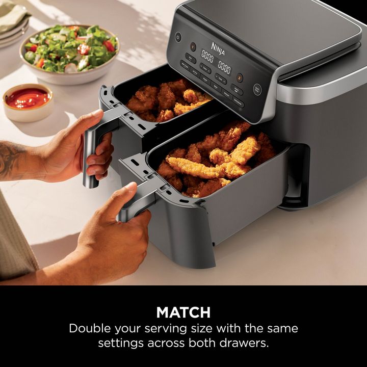 Ninja 7.6 Litre Twin Drawer Dual Zone Air Fryer - Black | DZ801UK