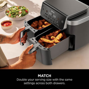 Ninja 7.6 Litre Twin Drawer Dual Zone Air Fryer - Black | DZ801UK
