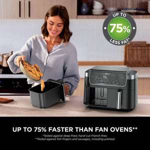 Ninja 7.6 Litre Twin Drawer Dual Zone Air Fryer - Black | DZ801UK