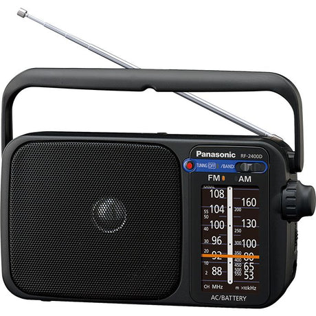 Panasonic Portable FM/AM Radio Mains or Battery - Black | RF-2400DEG-K