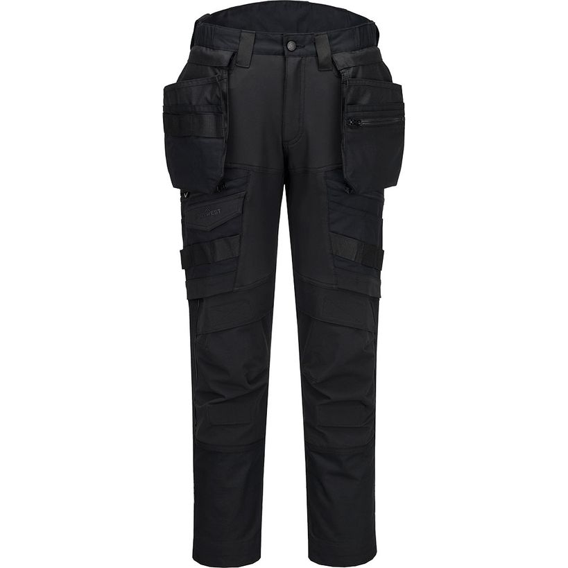 Portwest DX4 Detachable Holster Pocket Work Trouser - All Black - Waist 36