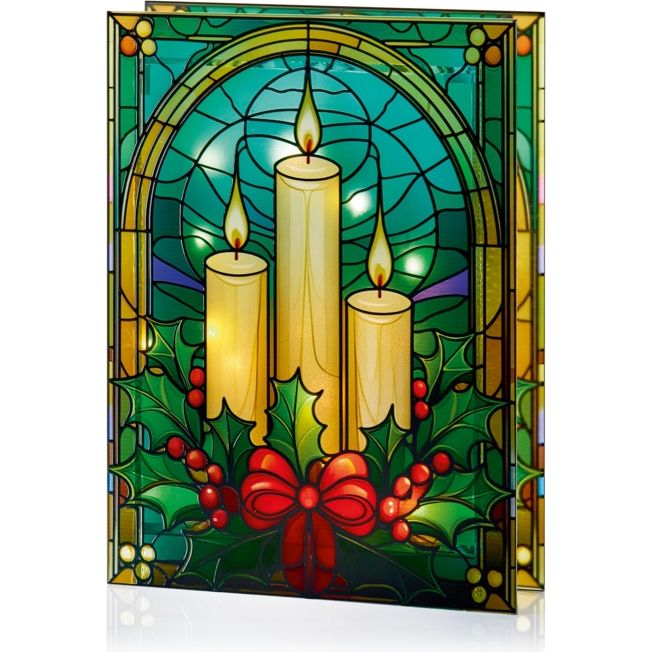 Premier 21cm x 28cm Battery Operated Candles Stained Glass LED Table Top | LB251606