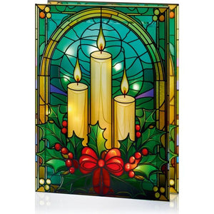 Premier 21cm x 28cm Battery Operated Candles Stained Glass LED Table Top | LB251606