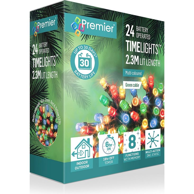 Premier 24 Light Battery LED Lights with Timer - Multi Colour | LB131957M