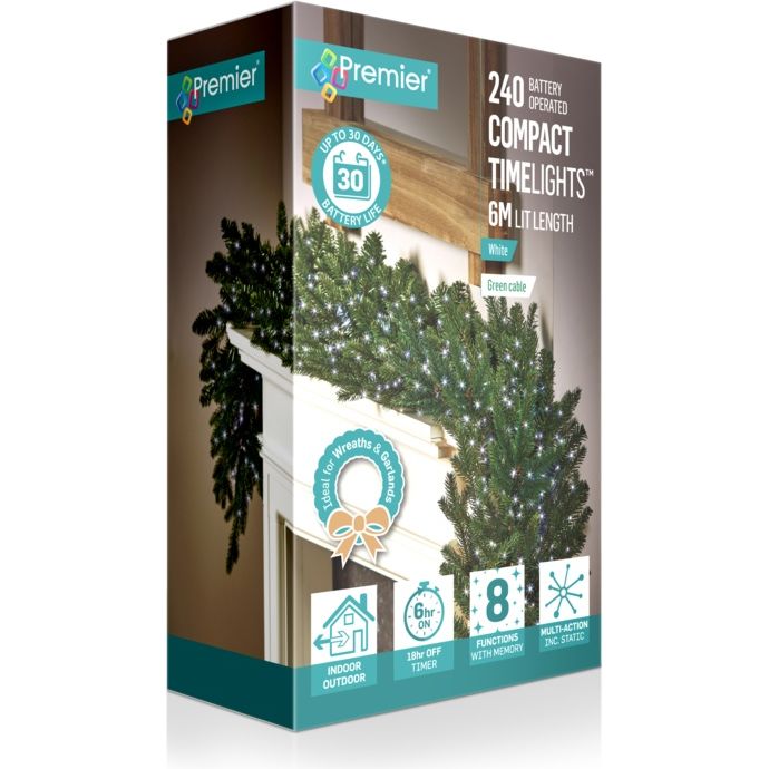 Premier 240 LED Battery Operated Compact TimeLights - White | LB261076W