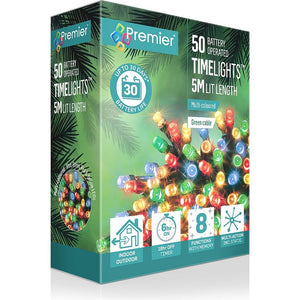 Premier 50 Light Battery LED Lights with Timer - Multi Colour | LB112382M