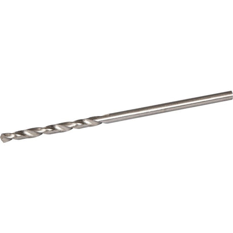 Rawlplug ground HSS steel twist drill bit 1.5mm x 40mm with spiral flutes and polished silver finish on white background