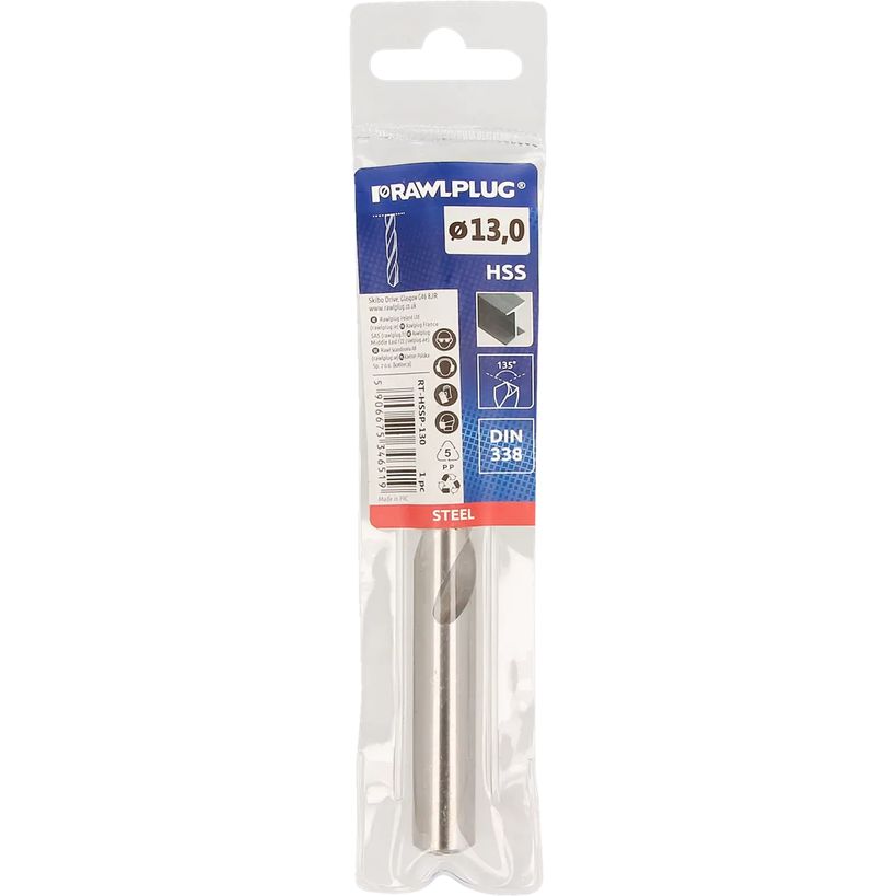Rawlplug Ground HSS Steel Drill Bit 13mm x 151mm | RT-HSSP-130