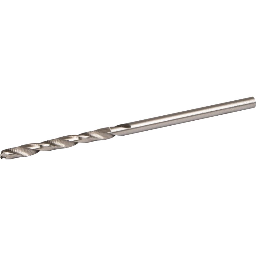 Rawlplug ground HSS steel drill bit 2mm x 49mm showing spiral flutes and pointed tip against white background