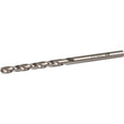 Rawlplug ground HSS steel drill bit 4mm x 75mm with spiral flutes and shank markings on white background