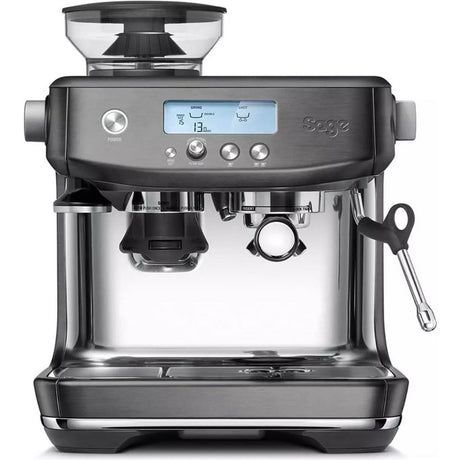 Sage The Barista Pro black stainless steel bean to cup espresso machine with integrated grinder, digital display, steam wand and portafilter