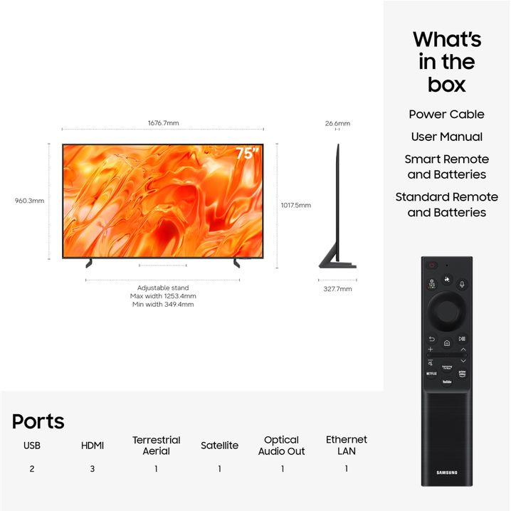 Samsung QN70H 75 Inch Neo QLED 4K Mini LED Vision AI Smart TV (2026) | QE75QN70HAUXXU