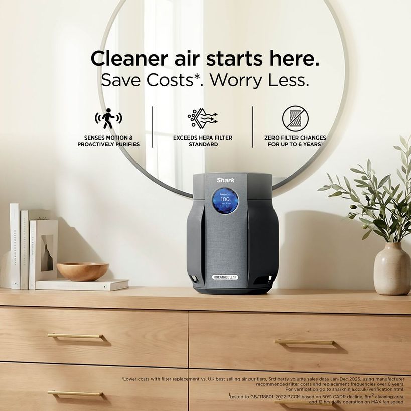 Shark BreatheClear Compact Air Purifier with NeverChange6 - Black | HP062UKBK