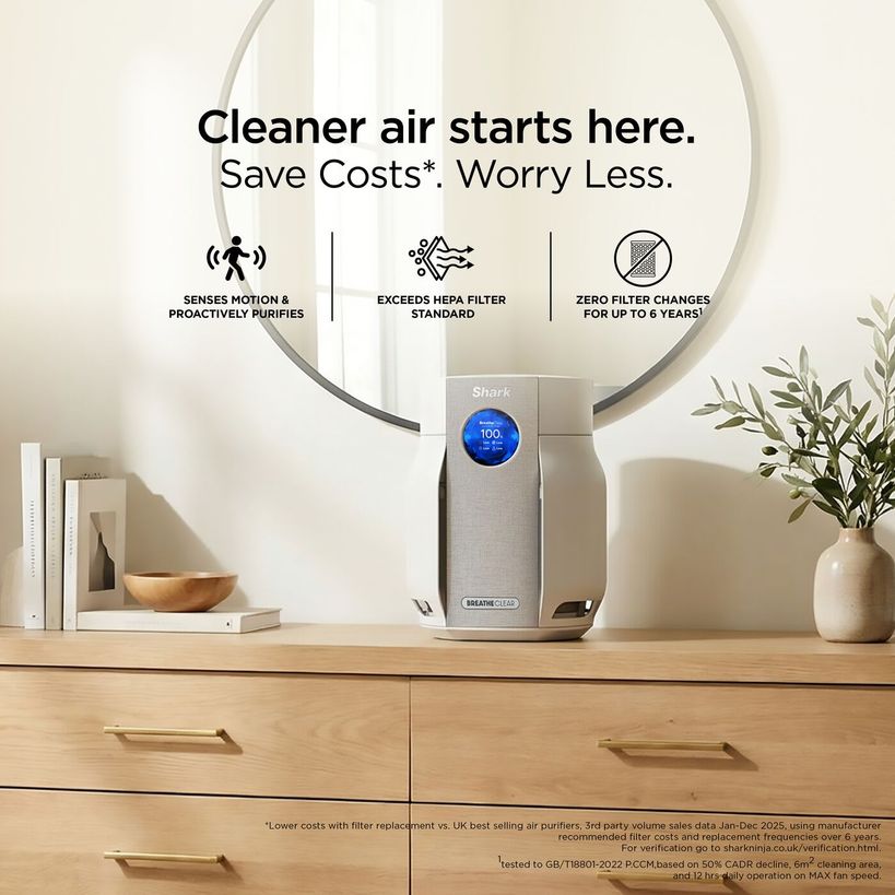 Shark BreatheClear Compact Air Purifier with NeverChange6 - Dove | HP062UK