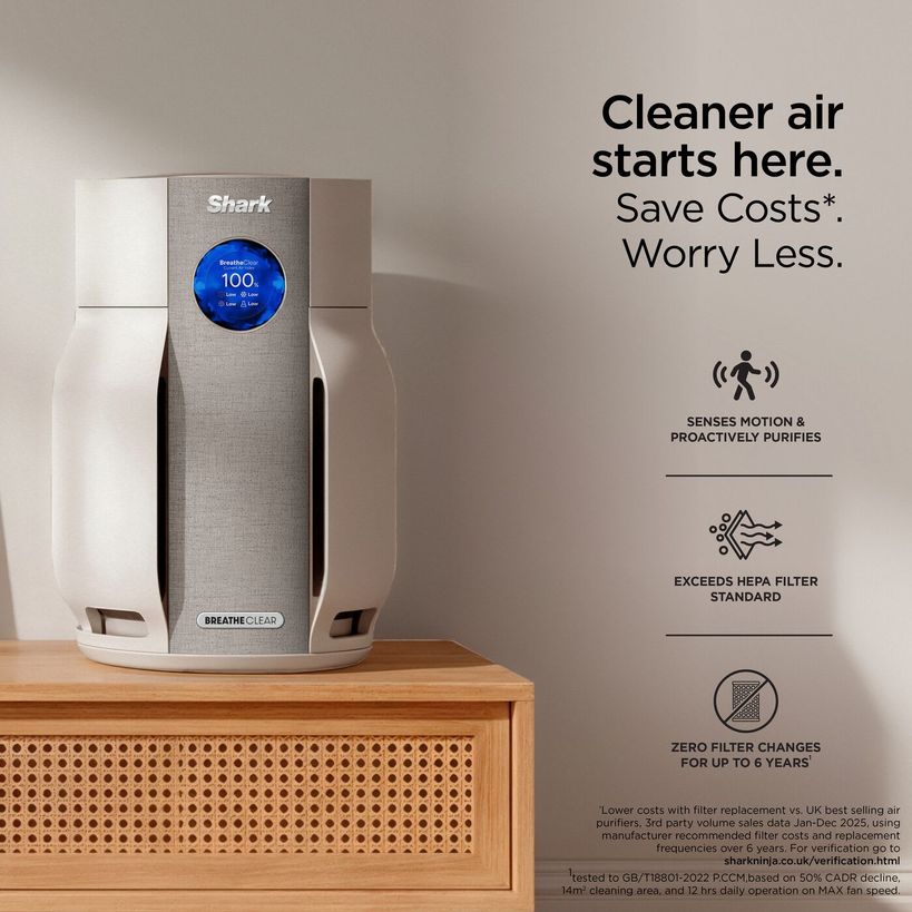 Shark BreatheClear with NeverChange6 Air Purifier - Dove | HP162UK