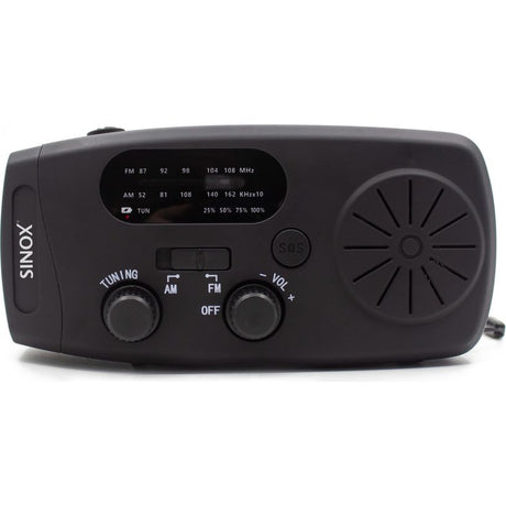 Sinox Compact Emergency Radio with windup Dynamo - Black | 056526