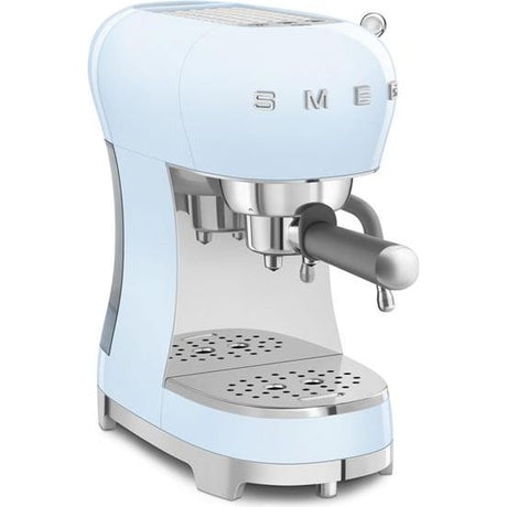 Smeg 50s retro blue espresso pump coffee machine with stainless steel portafilter and drip tray