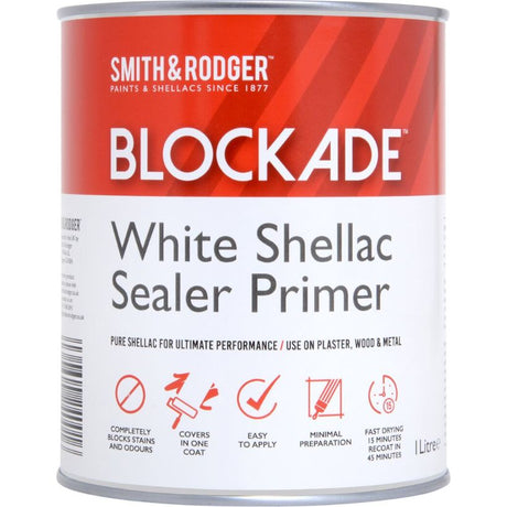 Smith and Rodger Blockade White Shellac Sealer Primer 1 Litre - White | BLOCK1