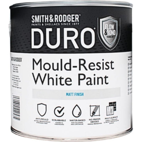 Smith and Rodger Duro Mould Resist Paint 1 Litre - White Matt | 1DM
