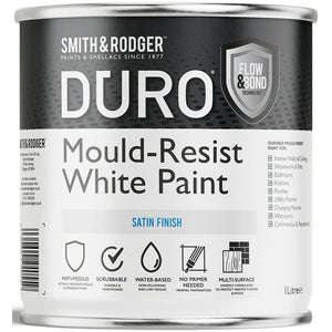 Smith and Rodger Duro Mould Resist Paint 1 Litre - White Satin | 1DS