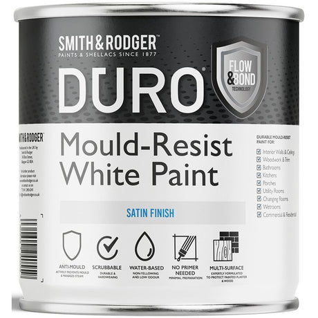 Smith and Rodger Duro Mould Resist Paint 2.5 Litre - White Satin | 2DS