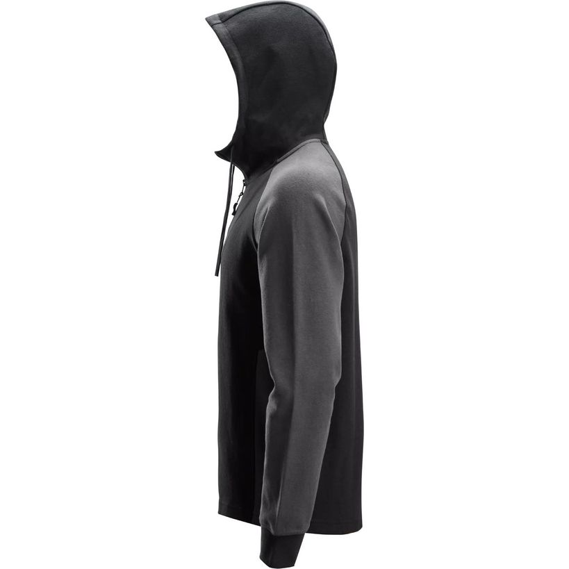 Snickers 2842 Two Coloured Half Zip Hoodie - Black \ Steel Grey