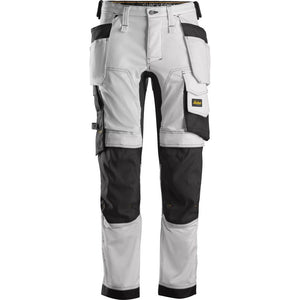 Snickers 6241 Stretch Work Trousers With Holster Pockets - Black / White | 62410904108