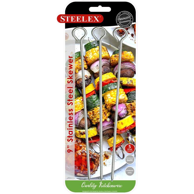 Steelex 9 Inch Skewers set of 6 - Stainless Steel | HK0023