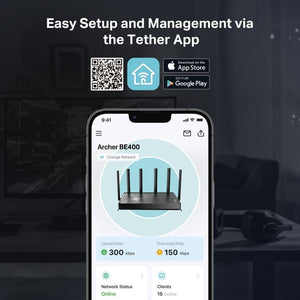 TP-Link Archer BE400 Wireless Wifi 7 Router - Black