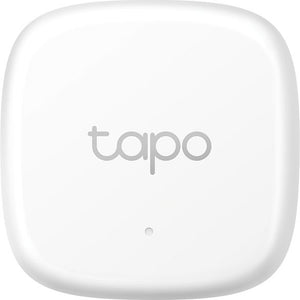 TP-Link Tapo T310 white square smart sensor with rounded corners and Tapo logo displayed on front face