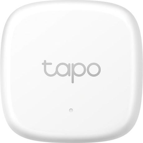 TP-Link Tapo T310 white square smart sensor with rounded corners and Tapo logo displayed on front face