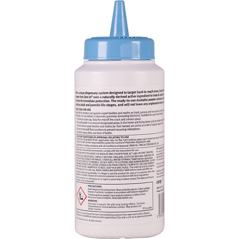 Zero In Carpet Beetle and Moth Killer Powder 250g | ZER986