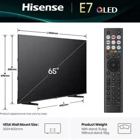 Hisense E7Q 65 Inch QLED 4K Smart AI TV | 65E71Q