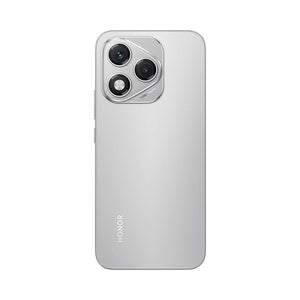 Honor 400 Lite silver grey 5G smartphone rear view showing triple camera setup with dual camera lenses and flash on white background